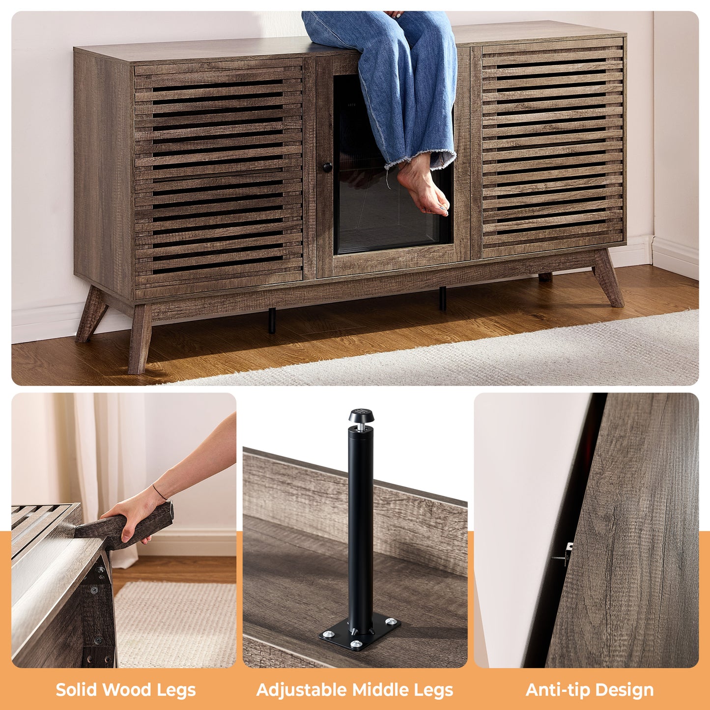 Grill Coffee Bar Cabinet - Gray