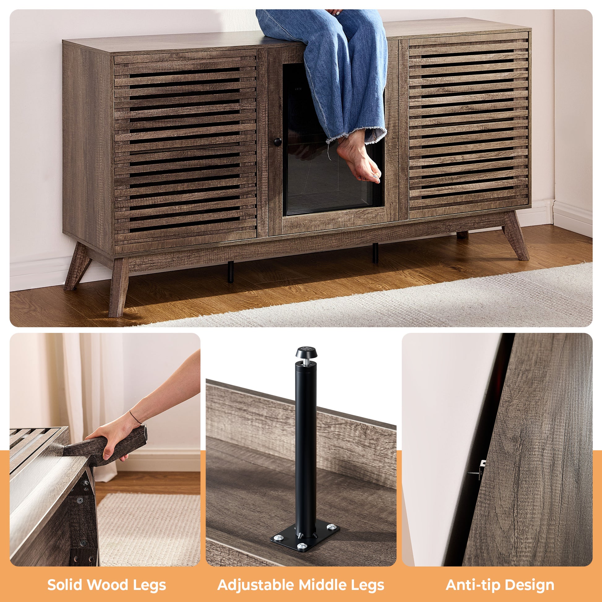 Grill Coffee Bar Cabinet - Gray