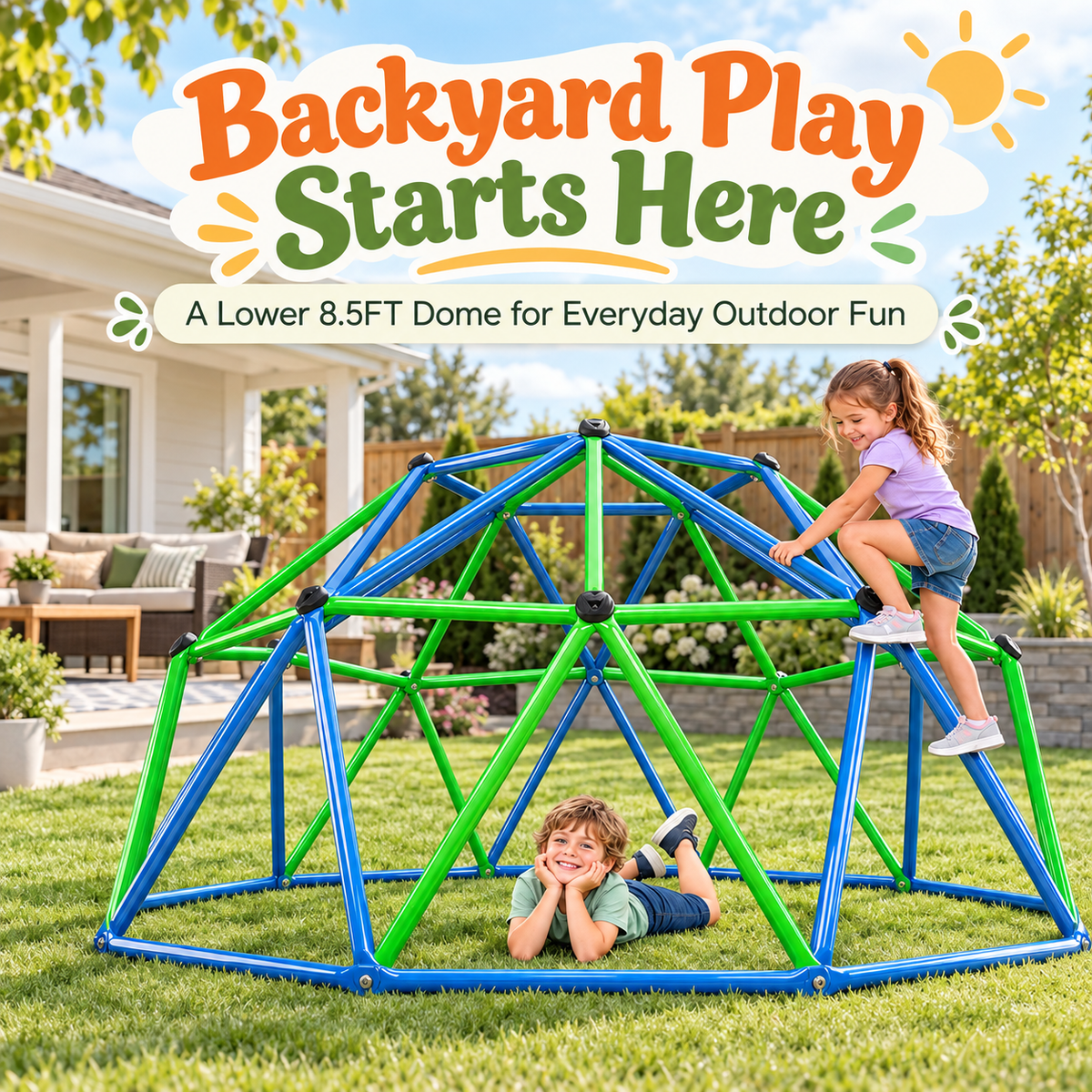 Outdoor Geometric Kids Jungle Gym-8.5*4 FT
