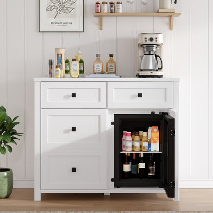 Faux 41" Dresser with Built-in Mini Fridge -White