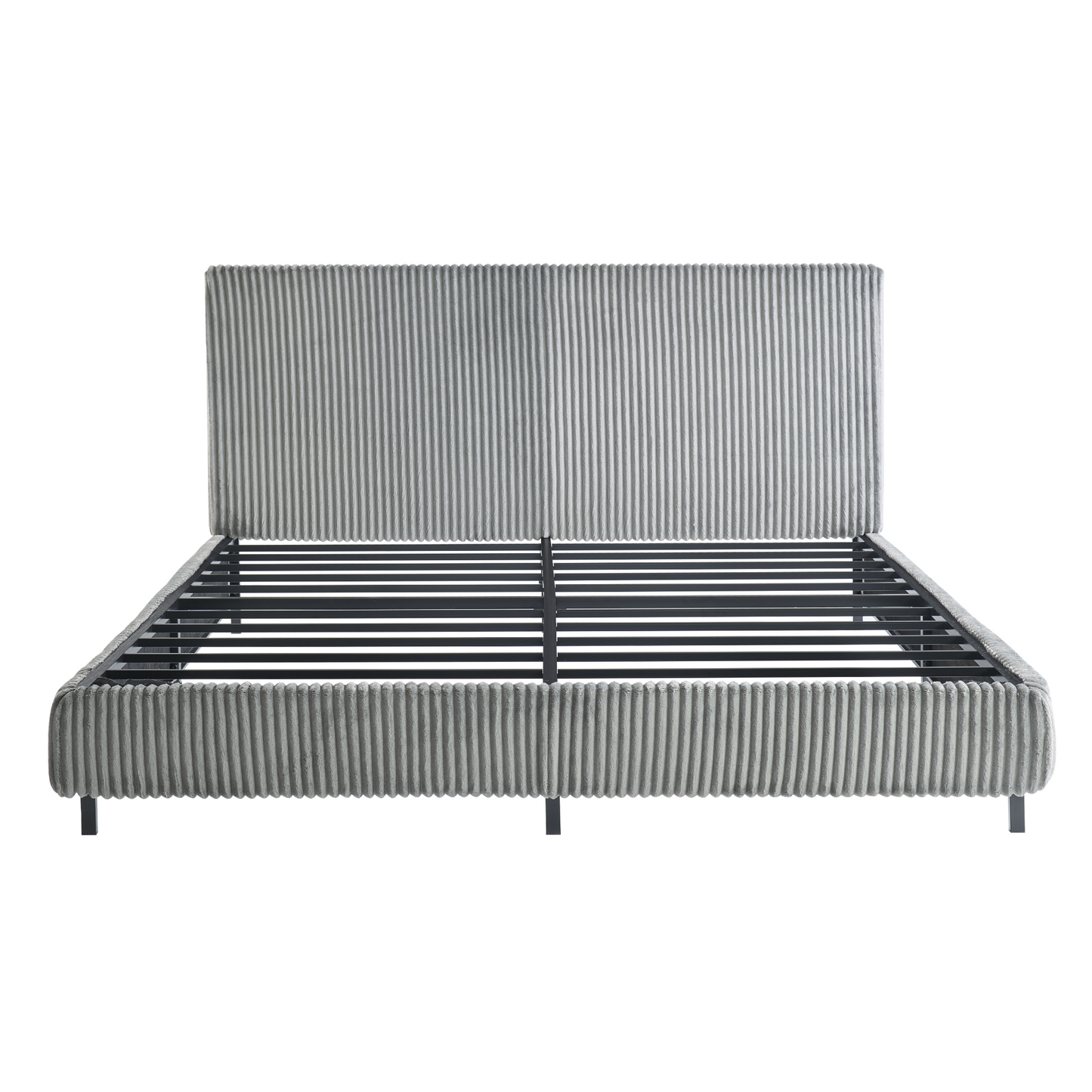Velmure Corduroy Platform Bed Frame  King / Grey