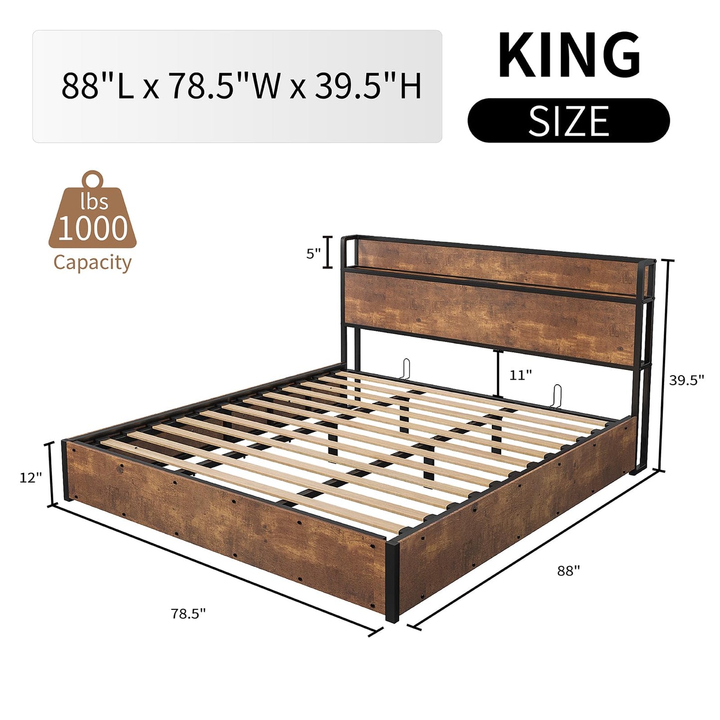 Scribe Storage Bed & 2 Nightstands 3-Piece Set King Rustic Brown