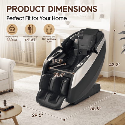 Smart 3D Zero Gravity Massage Chair-4D Massage Roller-Black