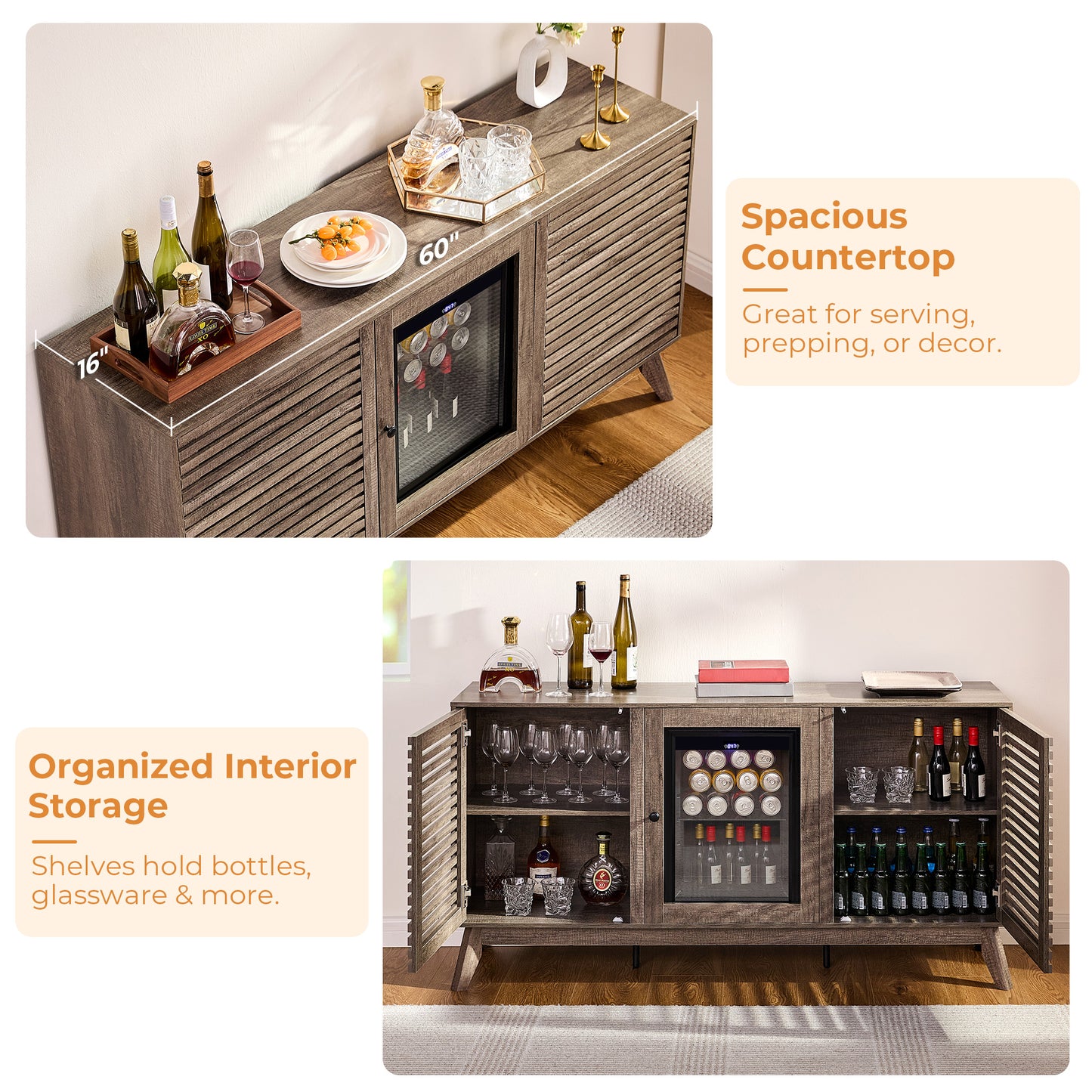 Grill Coffee Bar Cabinet - Gray