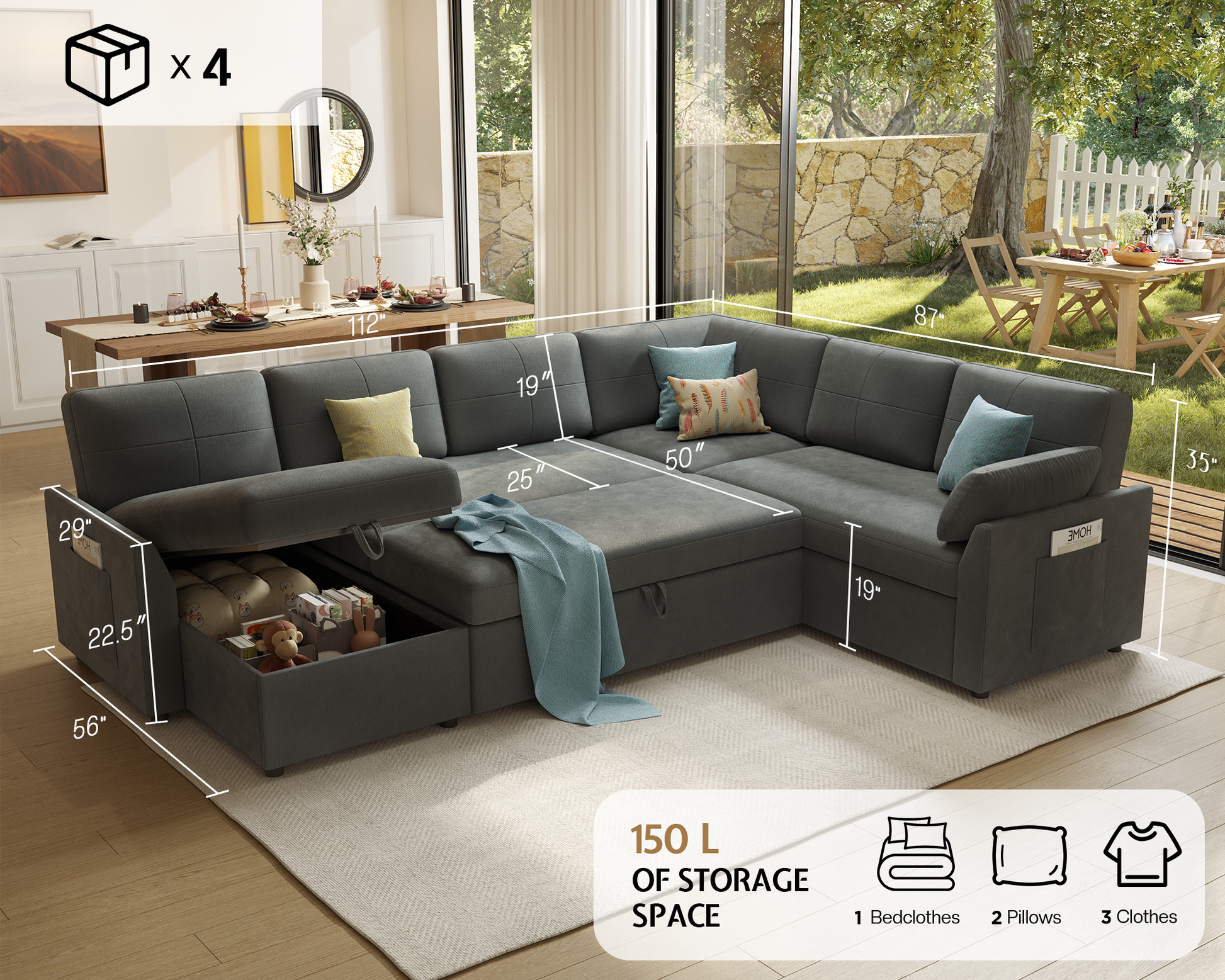 AMERLIFE 112" Sectional Sofa Amerlife