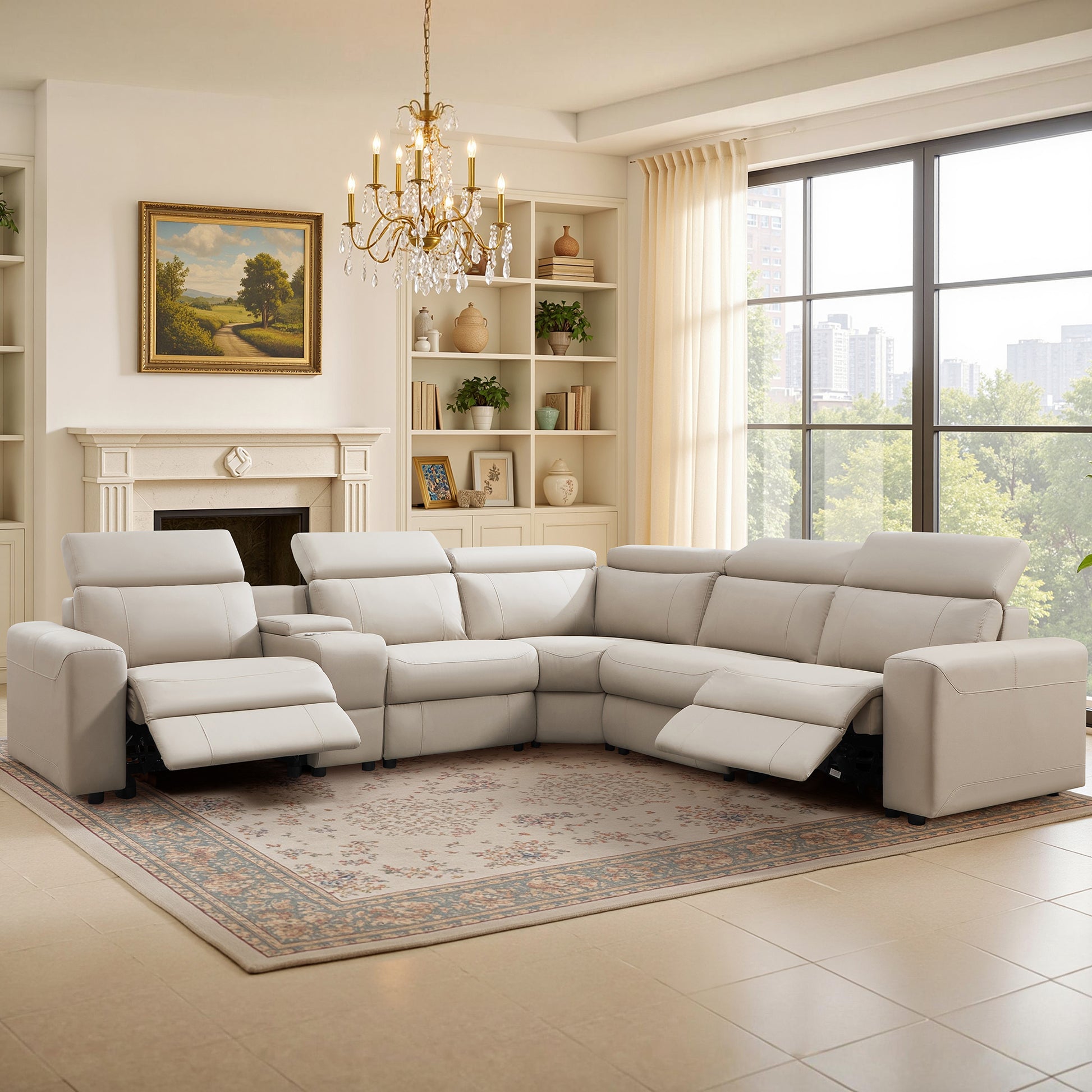 Velouria Electric Reclining Sofa Beige