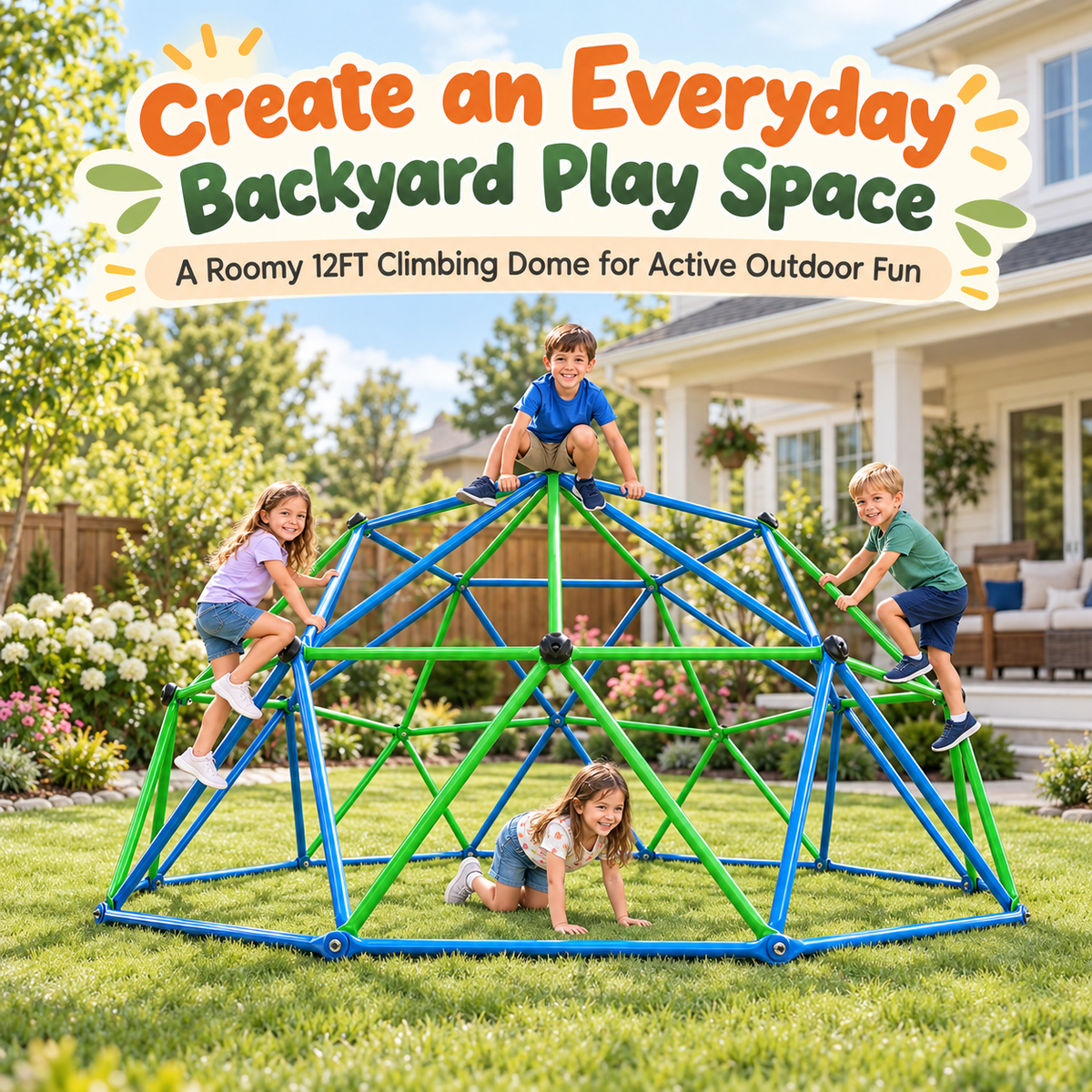 Outdoor Geometric Kids Jungle Gym-12*6 FT