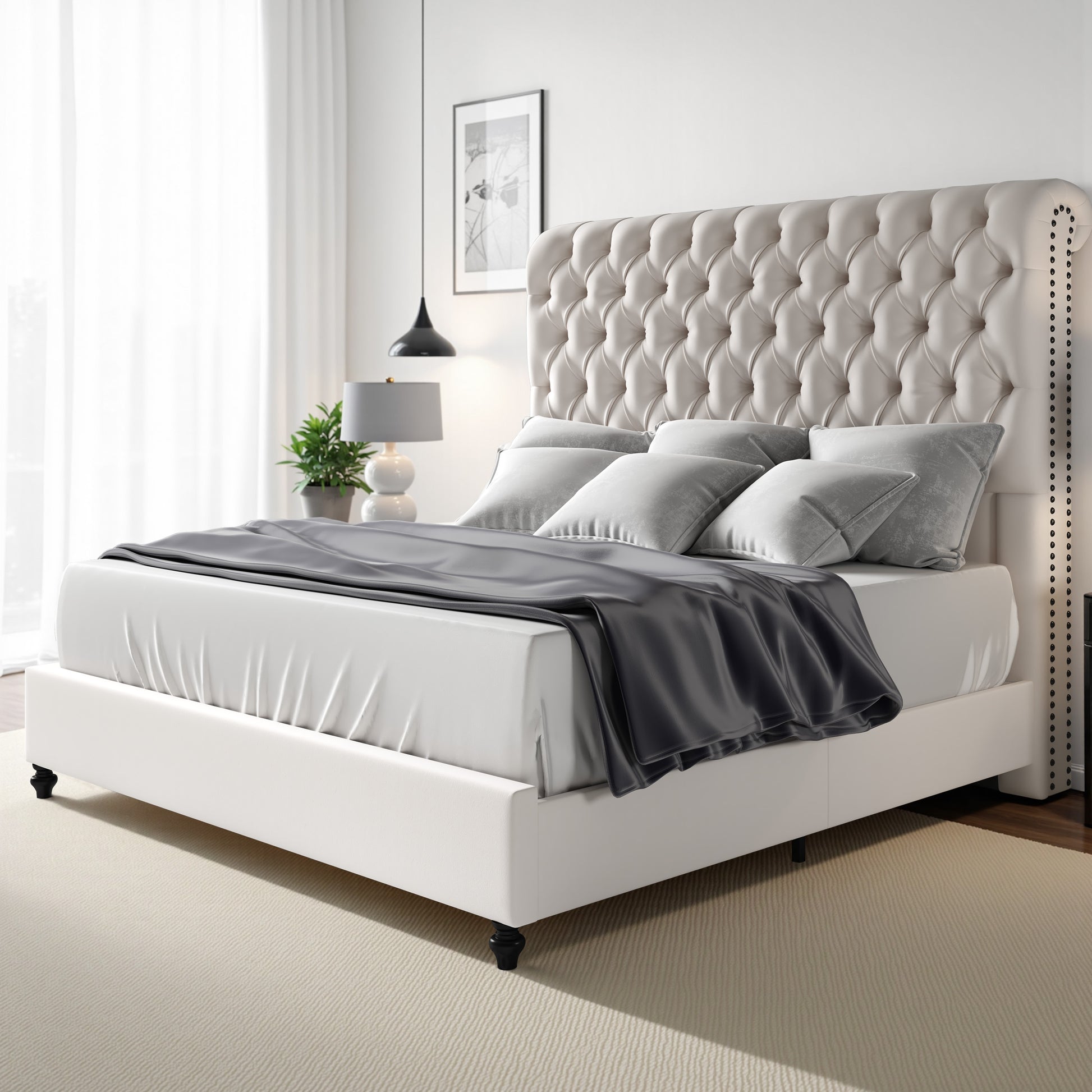 Curl Bed Frame Amerlife-Cream