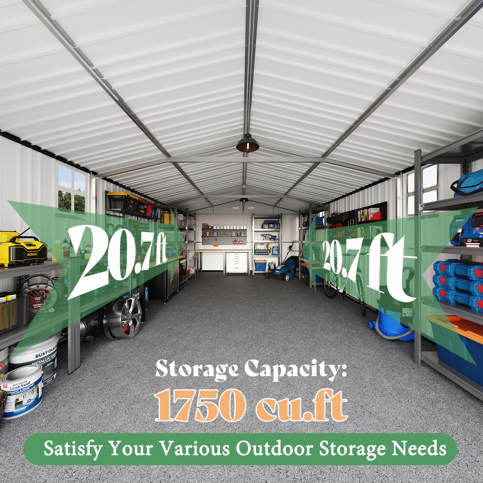 Extra Large Outdoor Metal Garage Shed Amerlife 13x21x8.4 FT 