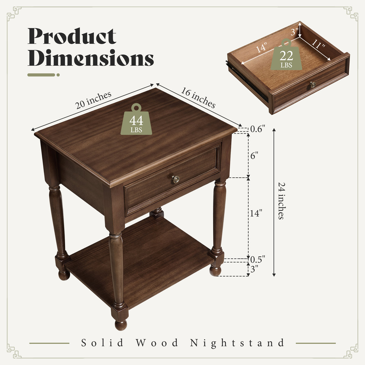Ember Vintage Walnut Nightstand Set-Walnut