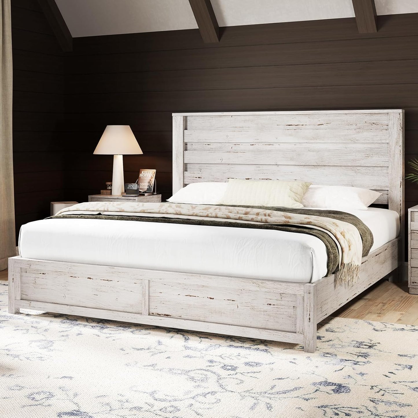Sequoia Bedroom Set with Fluted Headboard-F-Distressed White