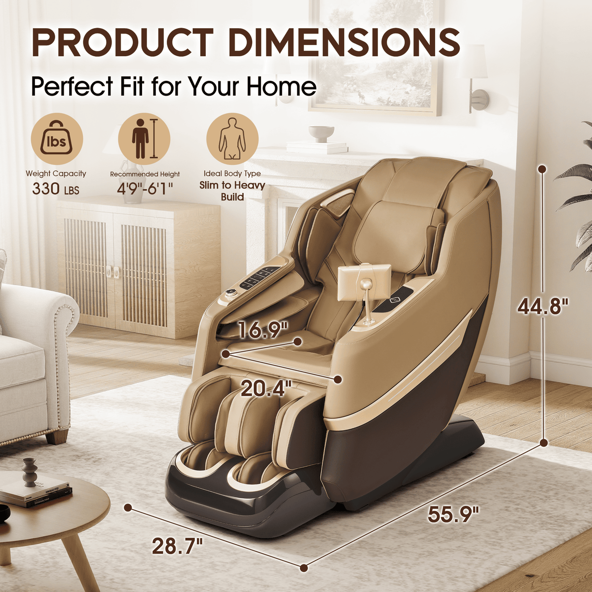 Smart 3D Zero Gravity Massage Chair-3D Massage Roller-Brown