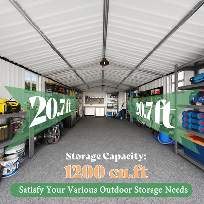 Extra Large Outdoor Metal Garage Shed Amerlife 10x21x7.3 FT 