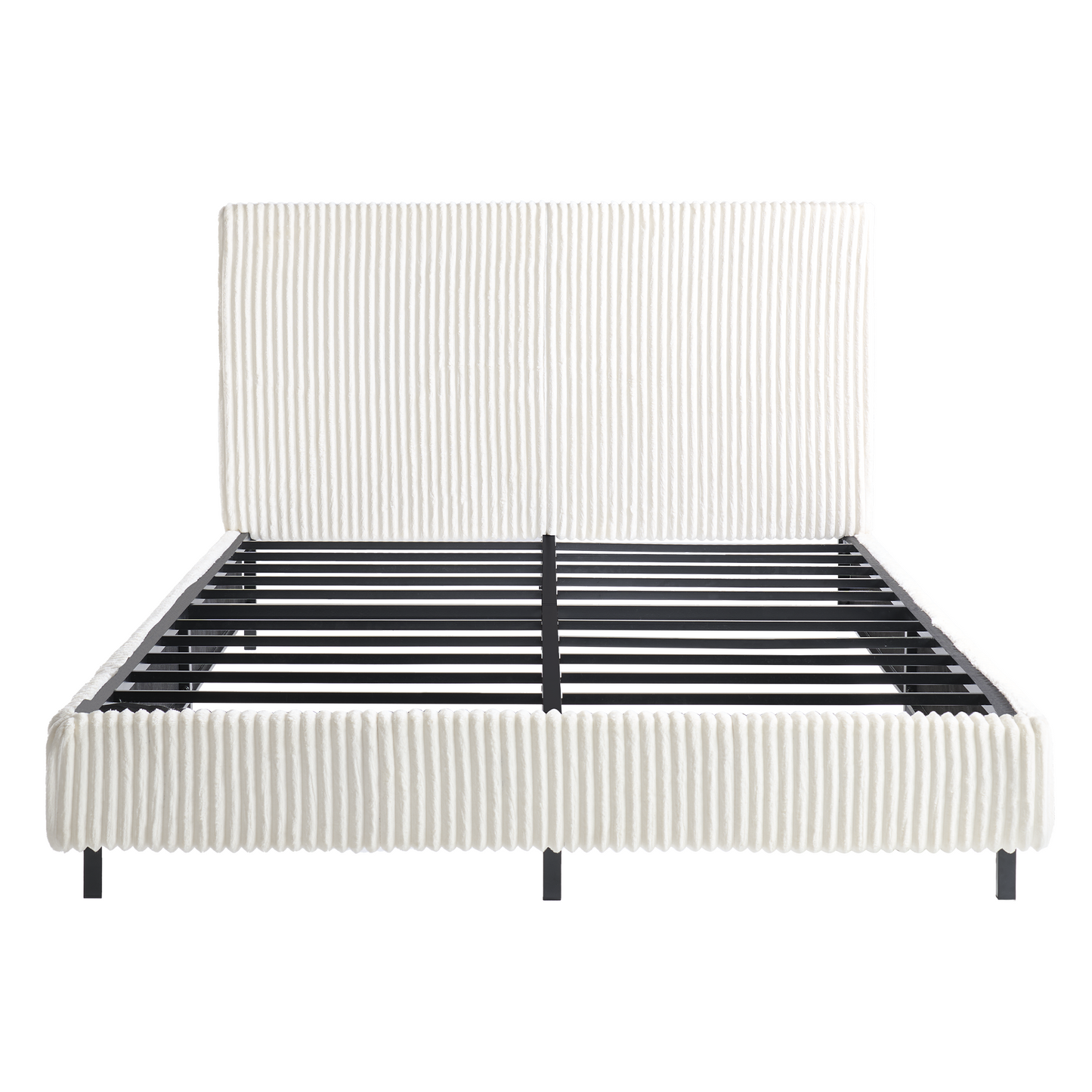 Velmure Corduroy Platform Bed Frame  Queen / Cream