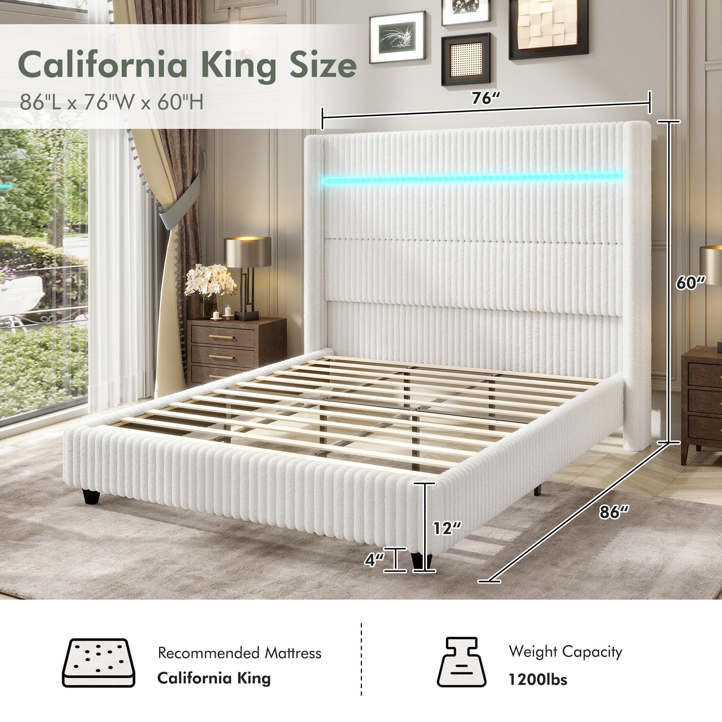 Warren Faux-Fur Bed Frame Amerlife 