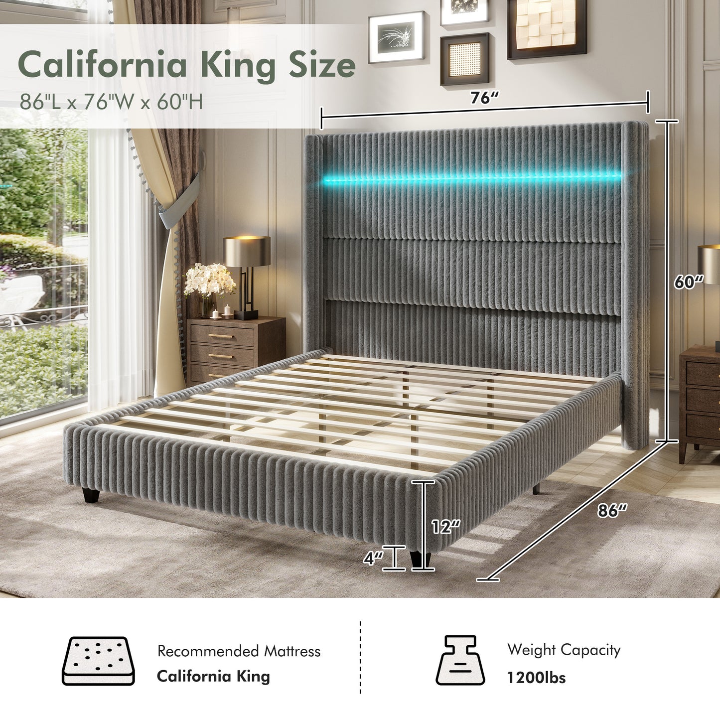 Warren Faux-Fur Bed Frame Amerlife 