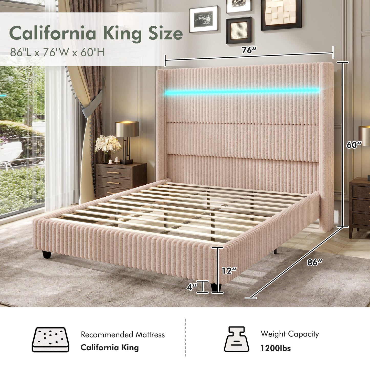 Warren Faux-Fur Bed Frame Amerlife 