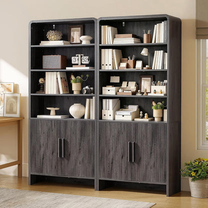 Arcova 71" Tall Fluted Bookshelf Amerlife Dark Grey