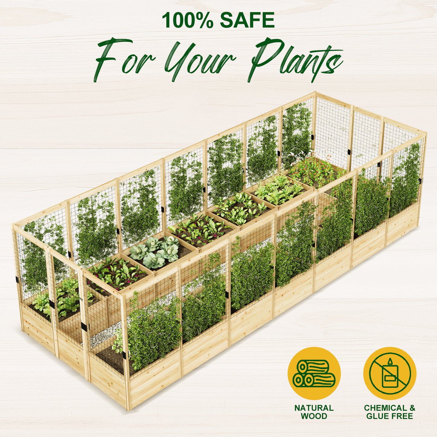 Poppy U-Shaped Fence Raised Bed - 15Grids