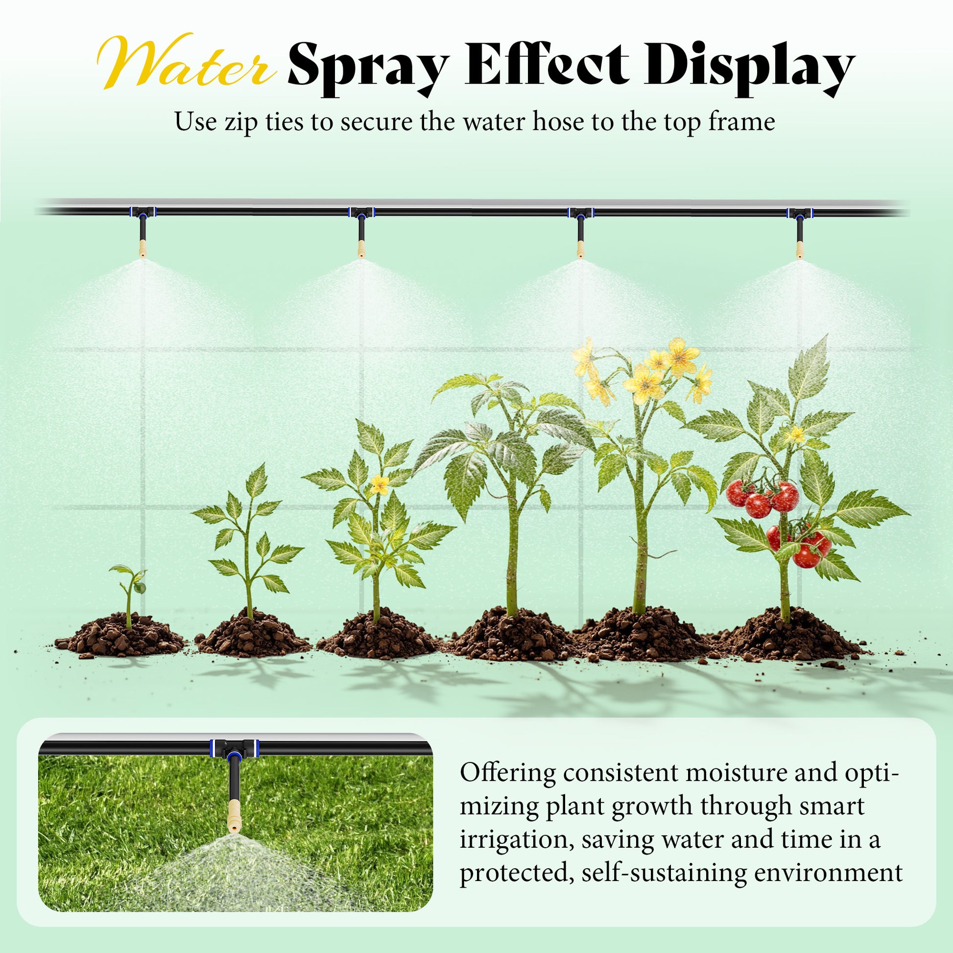 Canopy Large Walk-In Outdoor Greenhouse with Misting System-44x10 FT - Frame NOT Included-White