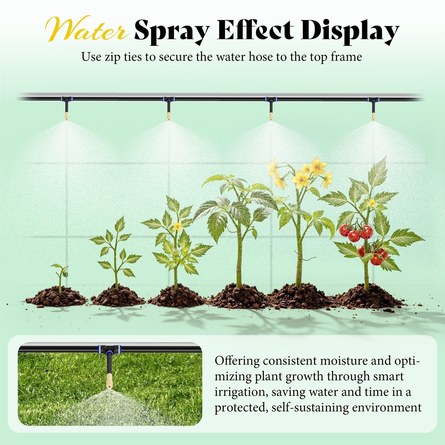 Canopy Large Walk-In Outdoor Greenhouse with Misting System-44x10 FT-White