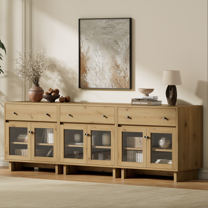 MKG002 Modular Storage Cabinet-3pc-B-oak