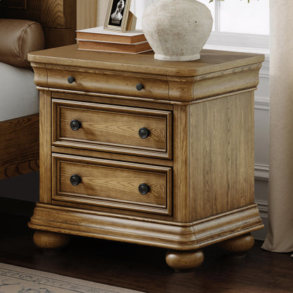 Bun Fully Assembly Wood Nightstand Amerlife Light Brown / 30" W