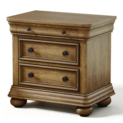 Bun Fully Assembly Wood Nightstand Amerlife Light Brown / 30" W