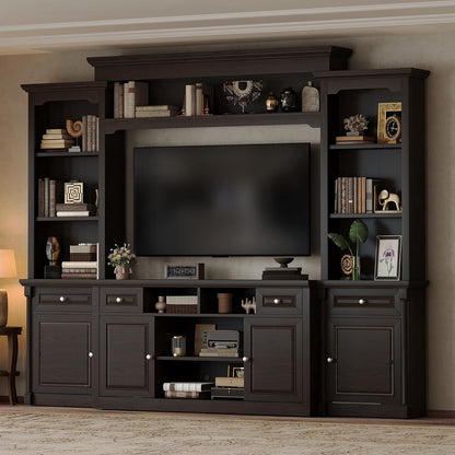 Cortina Rustic Wall Unit Entertainment Center Amerlife Dark Walnut