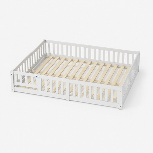Solid Wood Toddler Floor Bed with Safety Rails