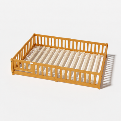 Solid Wood Toddler Floor Bed with Safety Rails