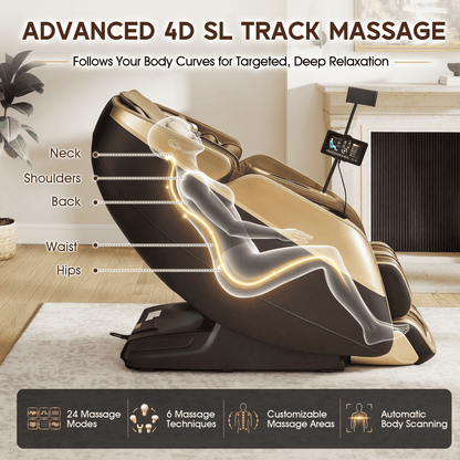 Smart 3D Zero Gravity Massage Chair-4D Massage Roller-Brown