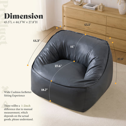Amerlife Oversized Bean Bag Lounge Chair-Grey Pu
