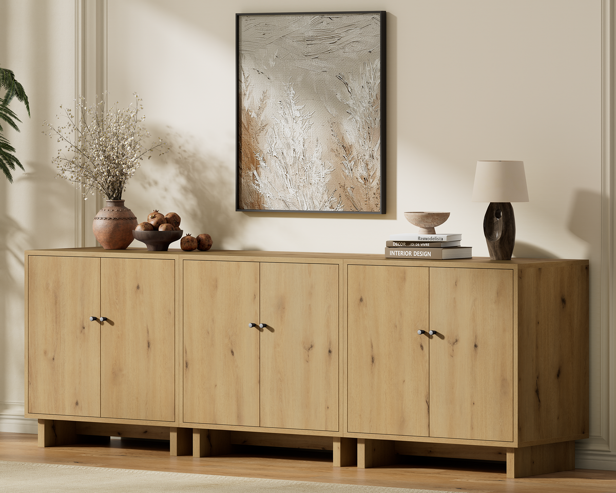 MKG002 Modular Storage Cabinet-3pc-F-oak