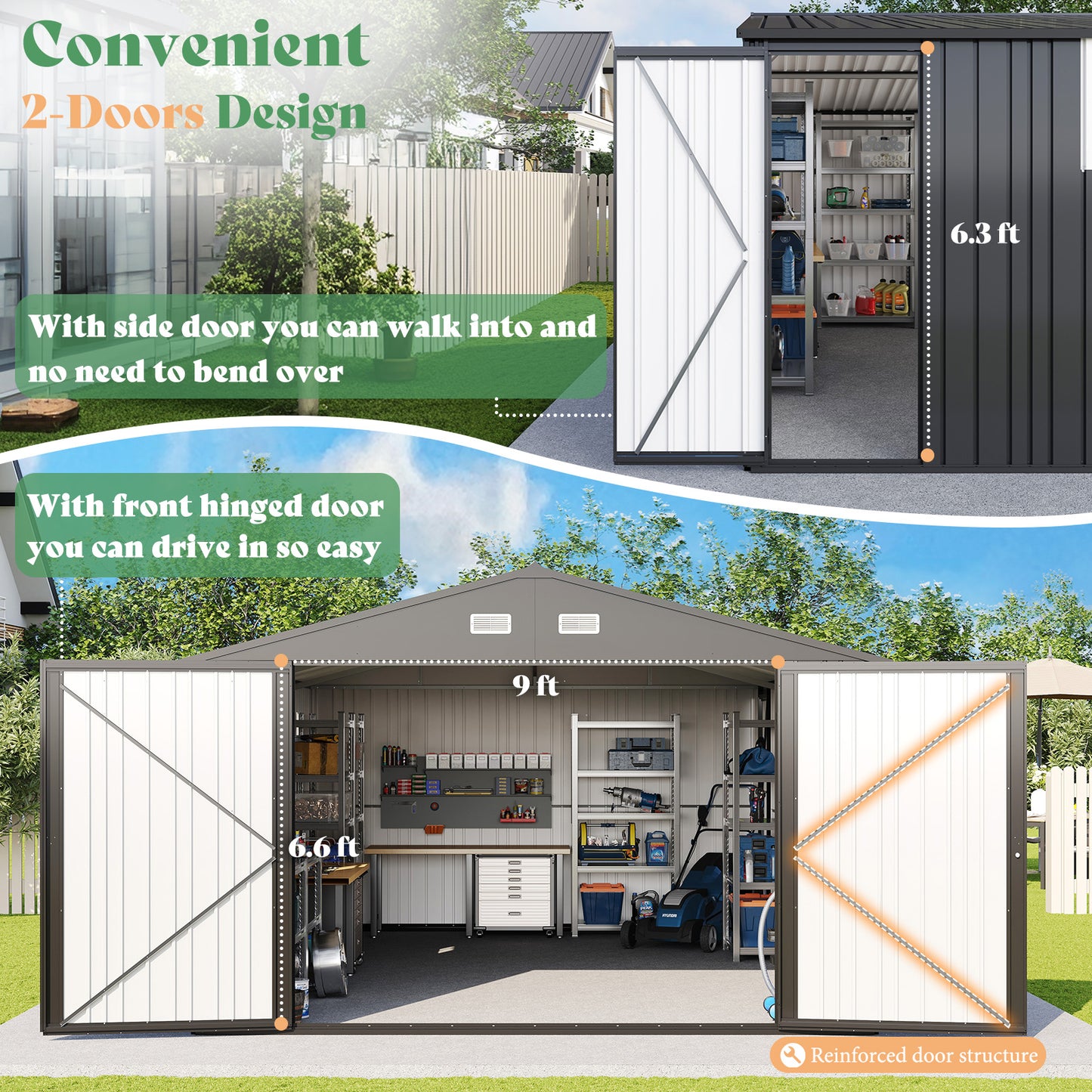 Extra Large Outdoor Metal Garage Shed Amerlife 13x21x8.4 FT 