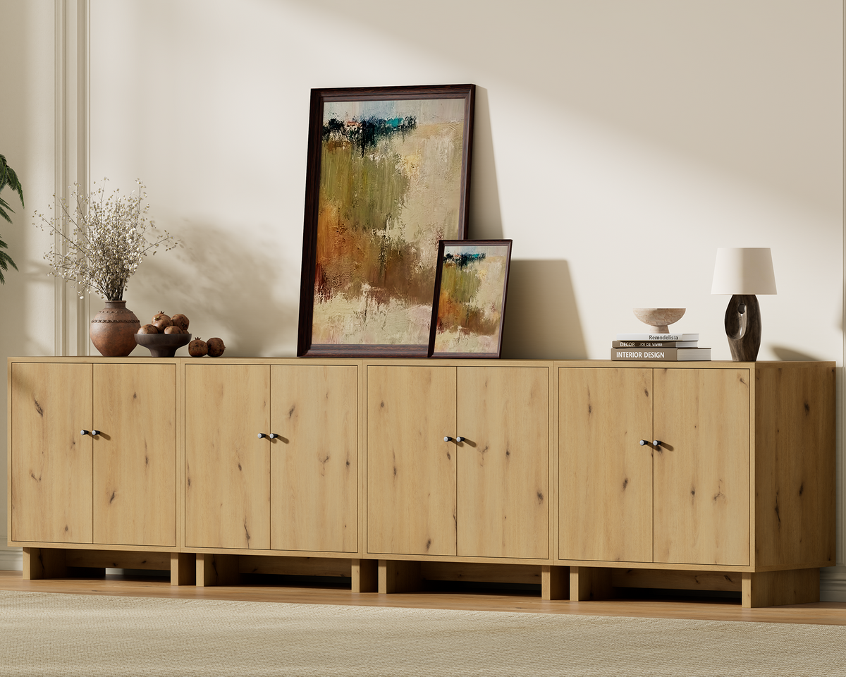 MKG002 Modular Storage Cabinet-4pc-F-oak