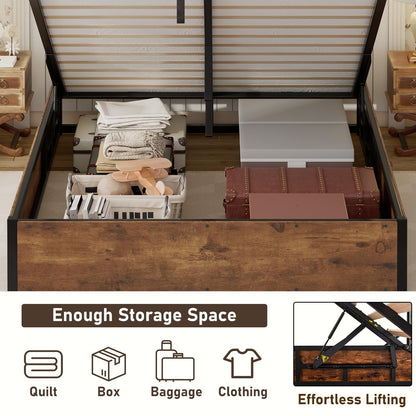 Cody Bedroom Storage Bed Set Queen Rustic Brown
