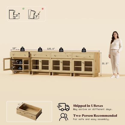 MKG002 Modular Storage Cabinet-4pc-B-oak