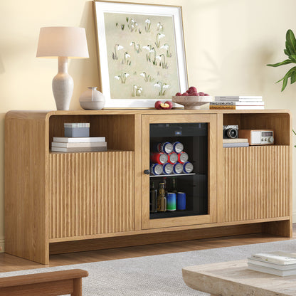 Mold Bar Cabinet with Built-In Fridge  - Natural Wood