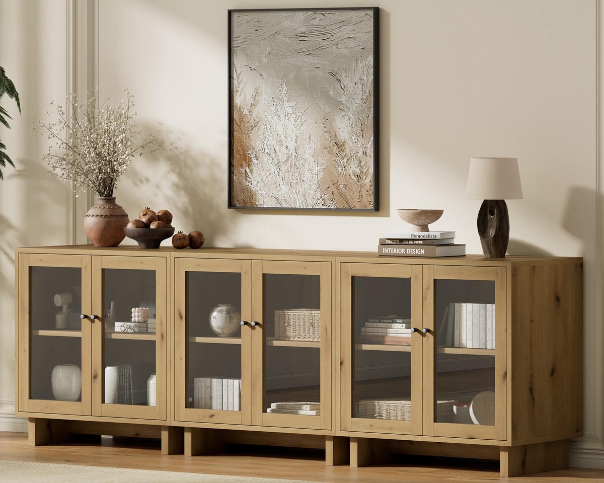 MKG002 Modular Storage Cabinet-3pc-E-oak
