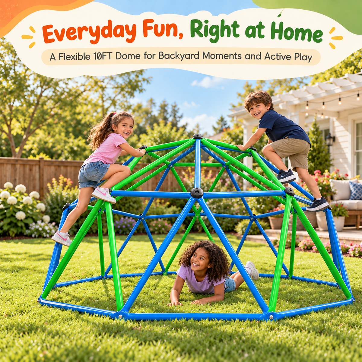Outdoor Geometric Kids Jungle Gym-10*5 FT
