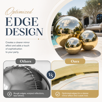 Vibe Reusable Inflatable Mirror Balls for Disco Parties & Events-3PCS-15.7"+23.6"+31.5"-Gold