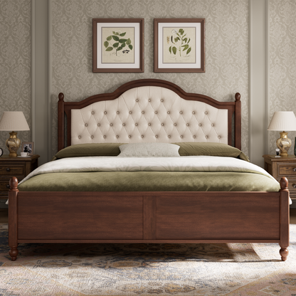Astor Solid Wood King Bed Frame with Headboard-King-Walnut