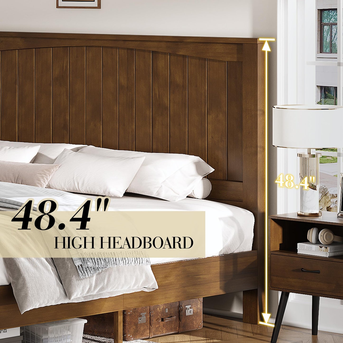 Sanderson Solid Wood Bed Frame Amerlife Queen / Brown