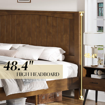 Sanderson Solid Wood Bed Frame Amerlife Queen / Brown