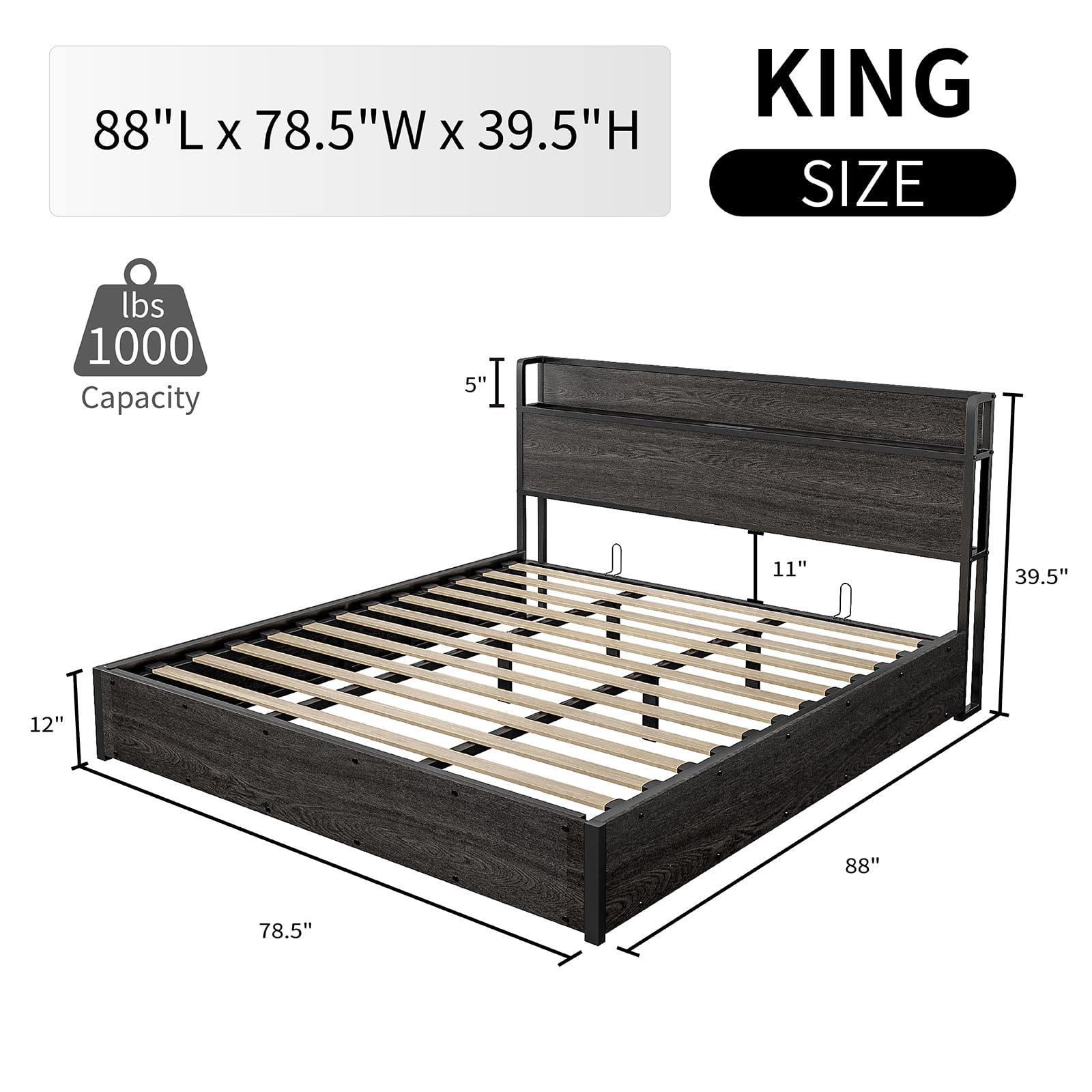 Scribe Storage Bed & 2 Nightstands 3-Piece Set King Black