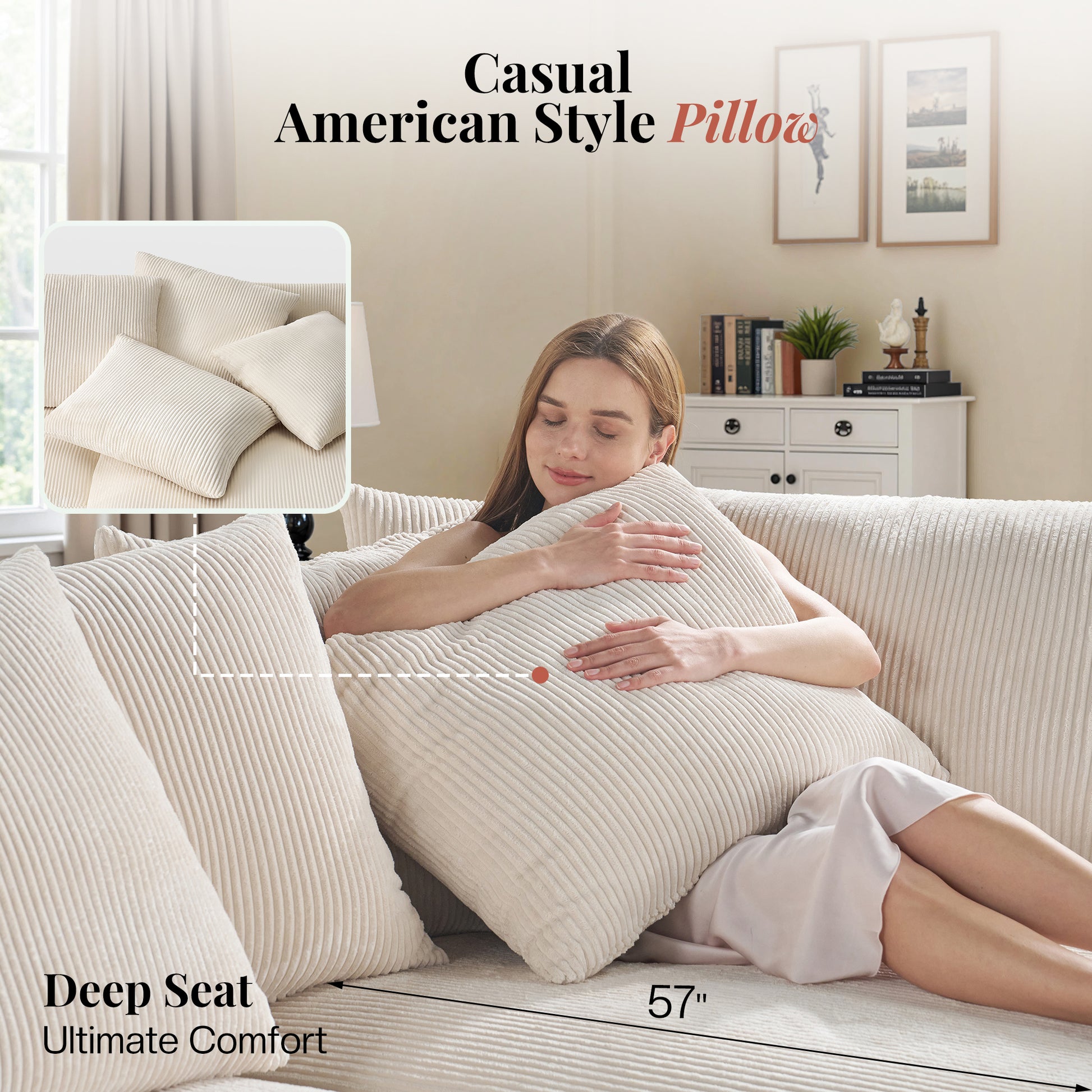 Oversized L-Shaped Cloud Sofa-Beige