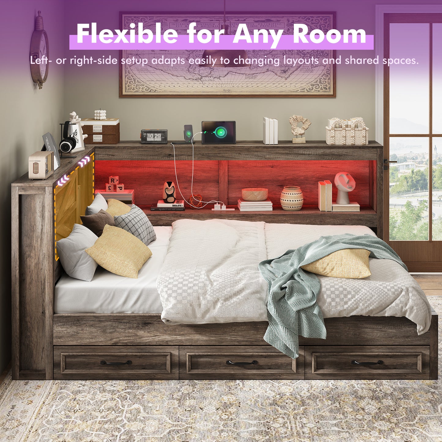 Slide Farmhouse Corner Bed Frame Amerlife 