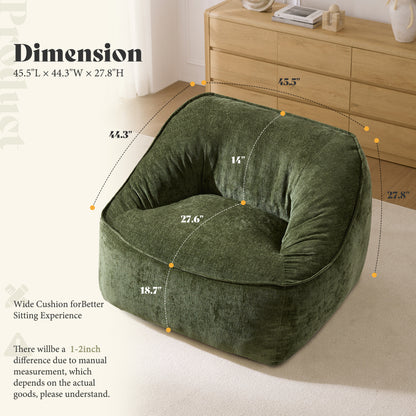 Amerlife Oversized Bean Bag Lounge Chair-Green Chenille