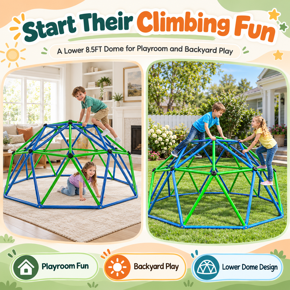 Outdoor Geometric Kids Jungle Gym-8.5*4 FT